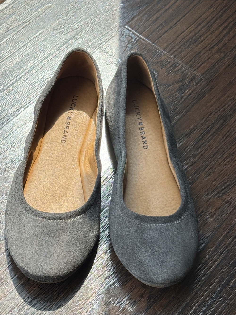 Lucky Brand Gray Suede Ballet Flats